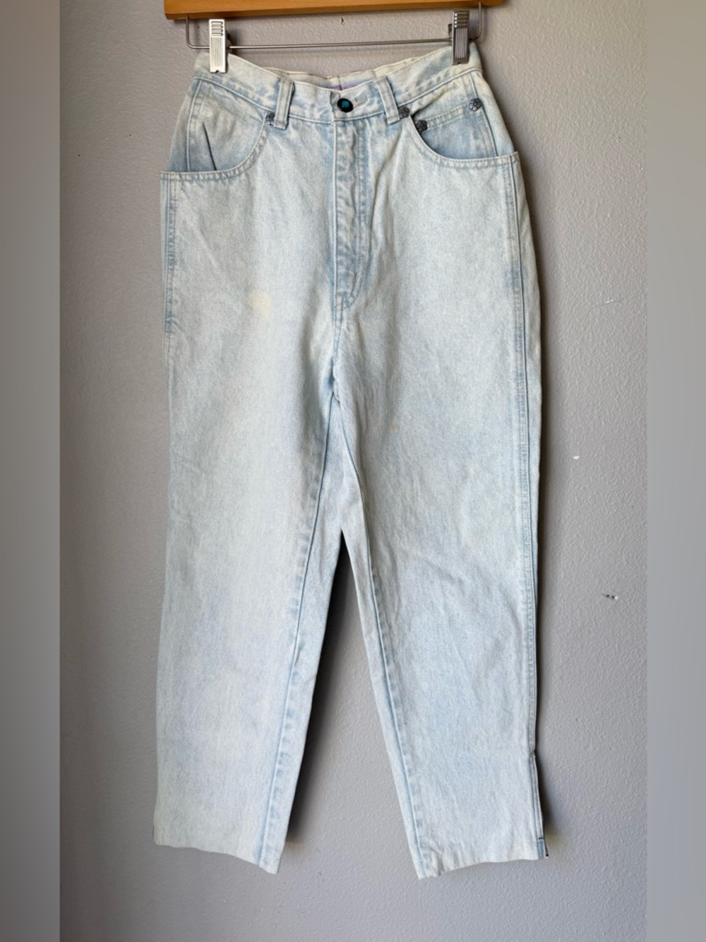 Vintage 1980s L.A. Gear Mom Jeans Light Wash Ankle Zippers Women’s Size 3